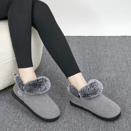 HARENCE Women's Non-Slip Memory Foam Slippers Grey Size 8-8.5