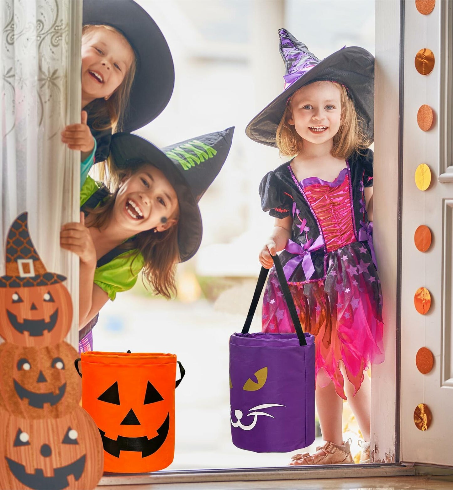 hsmyank Halloween Reusable Trick or Treat Tote Bags 6PCS Multicolor Drawstring