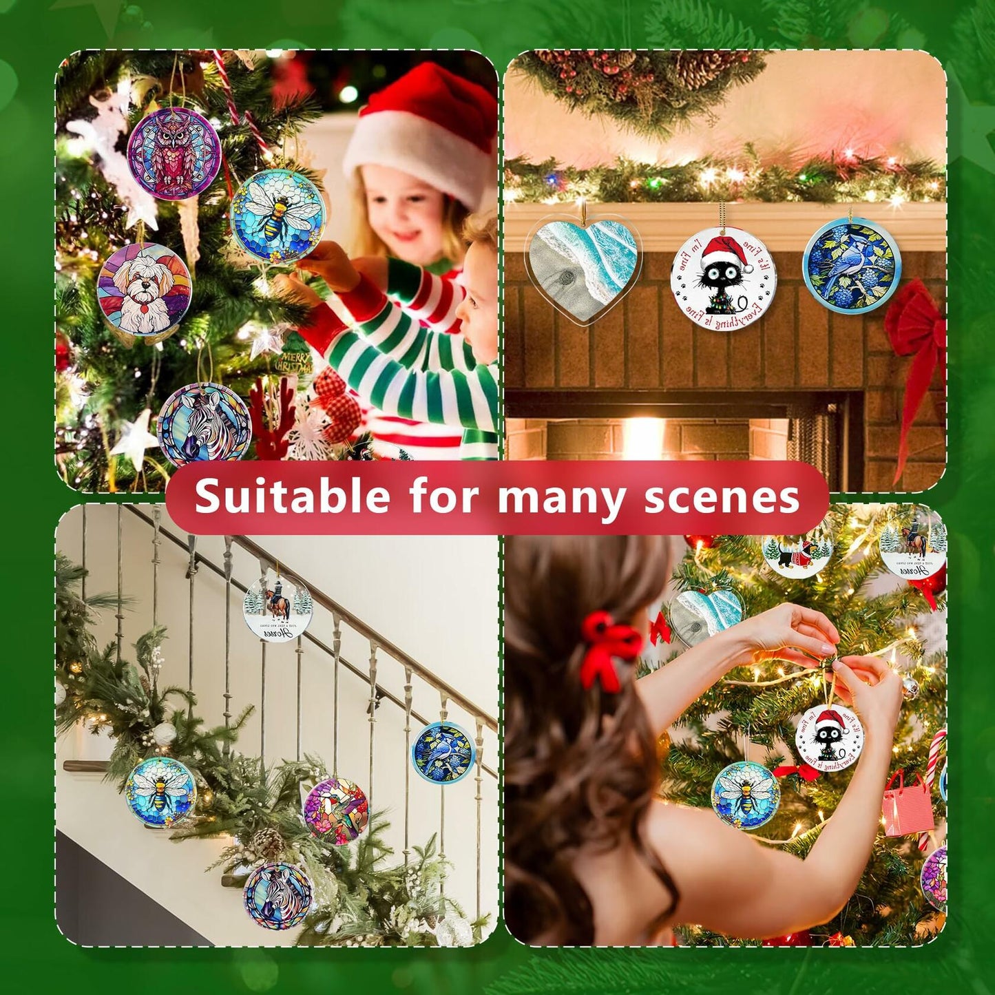 Bee Christmas Ornaments 2024 Acrylic Hanging Decor Indoor Outdoor