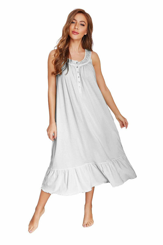 IZZY + TOBY Cotton Sleeveless Nightgown Women Long Sleepwear Green Size S