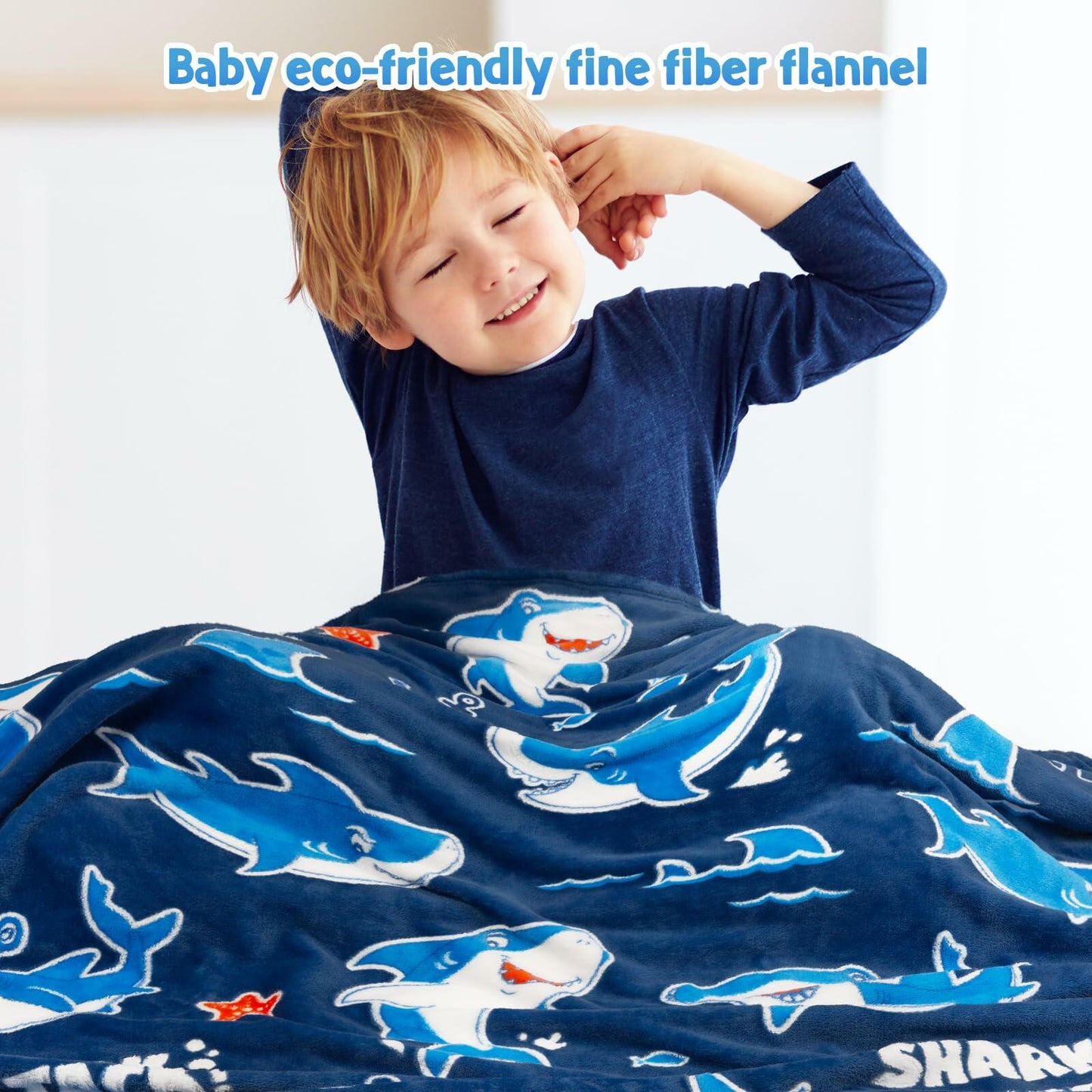 Jekeno Glow in Dark Shark Blanket Ocean Anchor Throw Blue 50x60