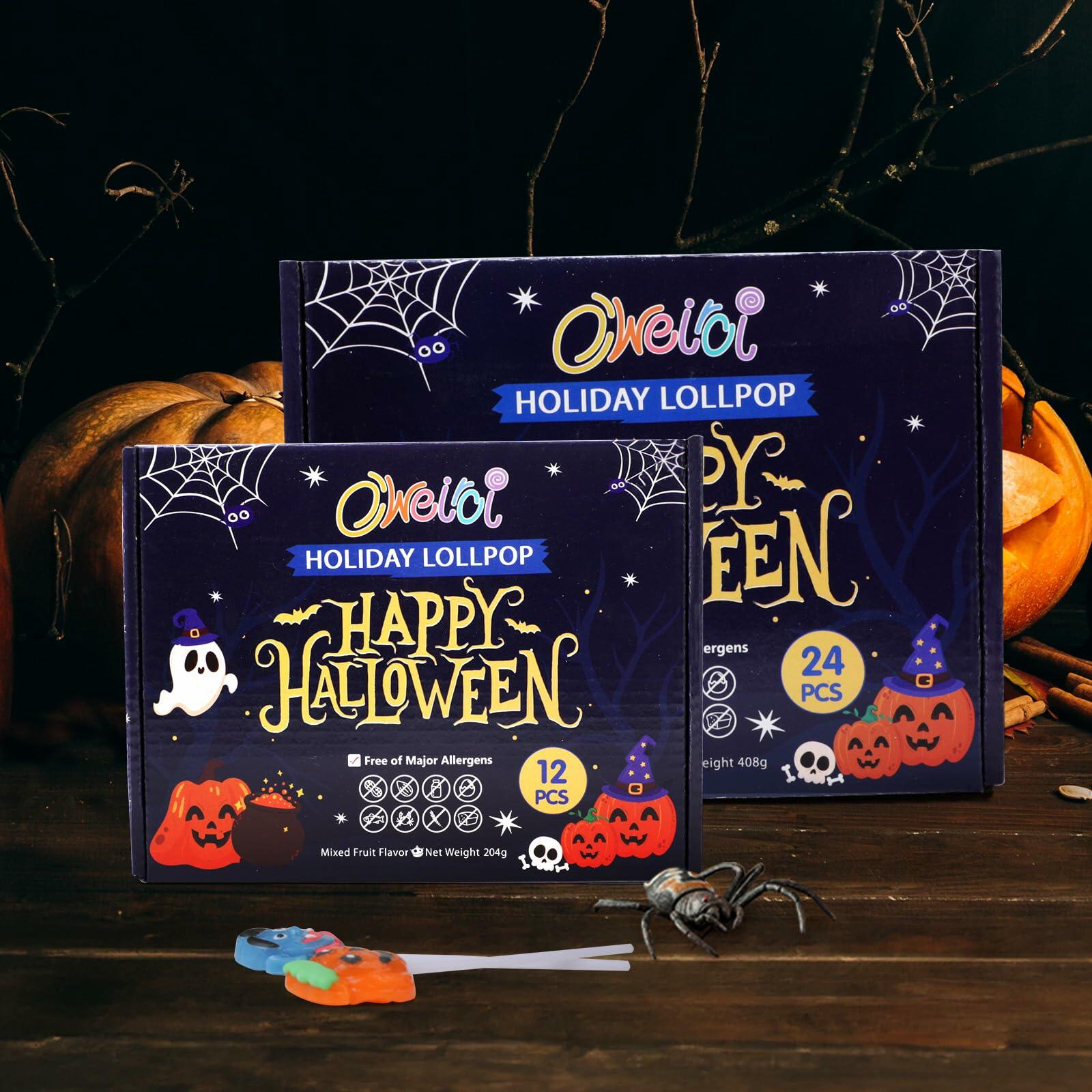 BestBy08/26 Halloween Pumpkin Lollipop Candy Individually Wrapped 12 Pack