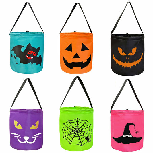 hsmyank Halloween Reusable Trick or Treat Tote Bags 6PCS Multicolor Drawstring