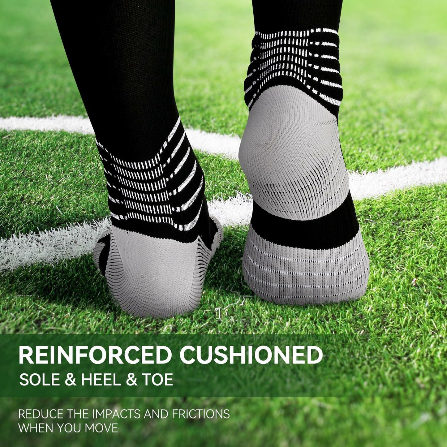 IRAMY Compressive Soccer Socks Youth Ankle Support Coolmax Wicking 2 Pack - M