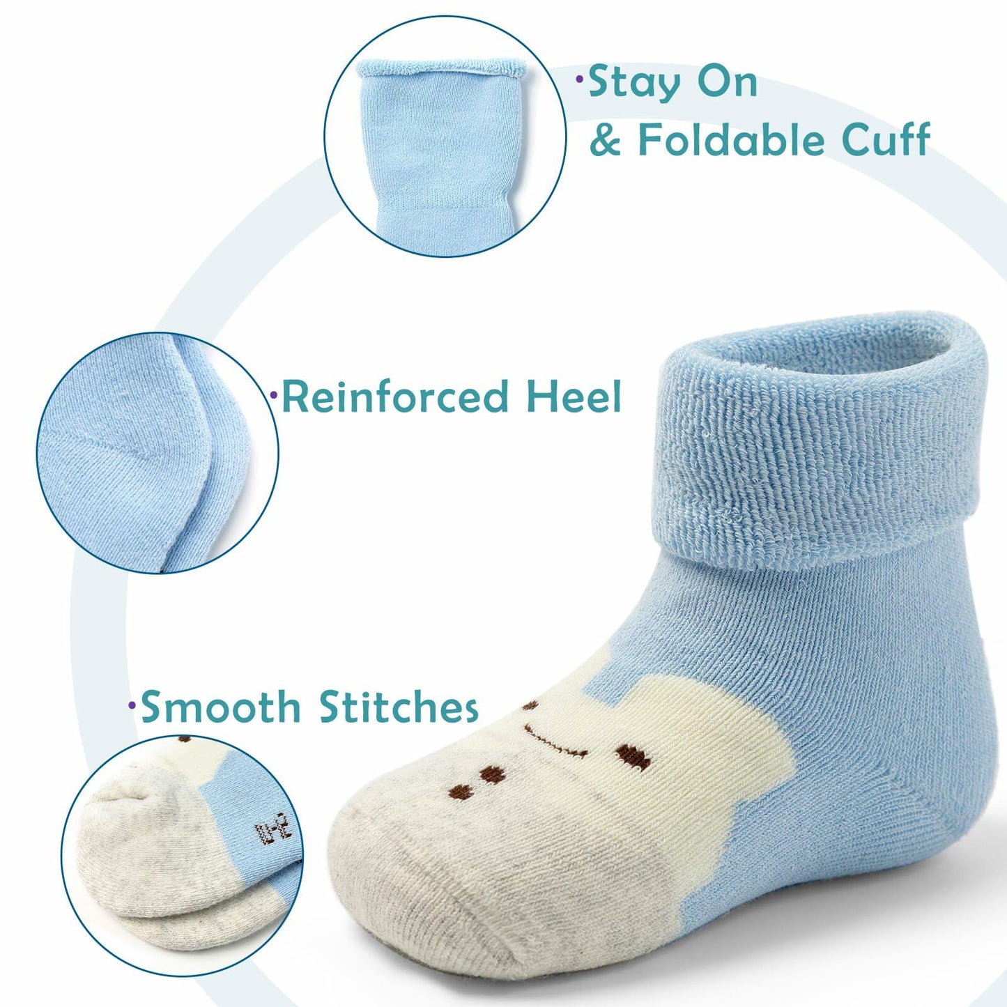 Baby Non-Slip Winter Warm Socks With Grips Terry Bears Size 12-24 Months