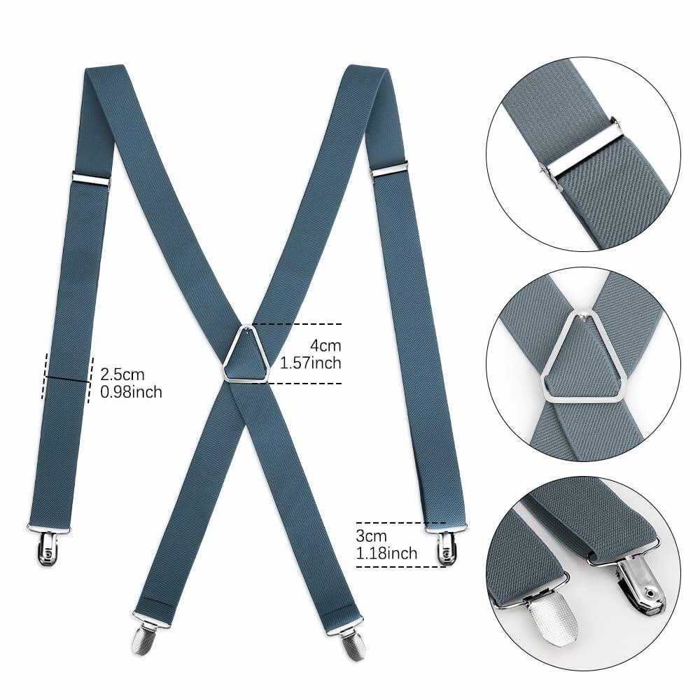 KIYFXA Heavy Duty Suspenders with Clips for Men and Women Gifts for Dad