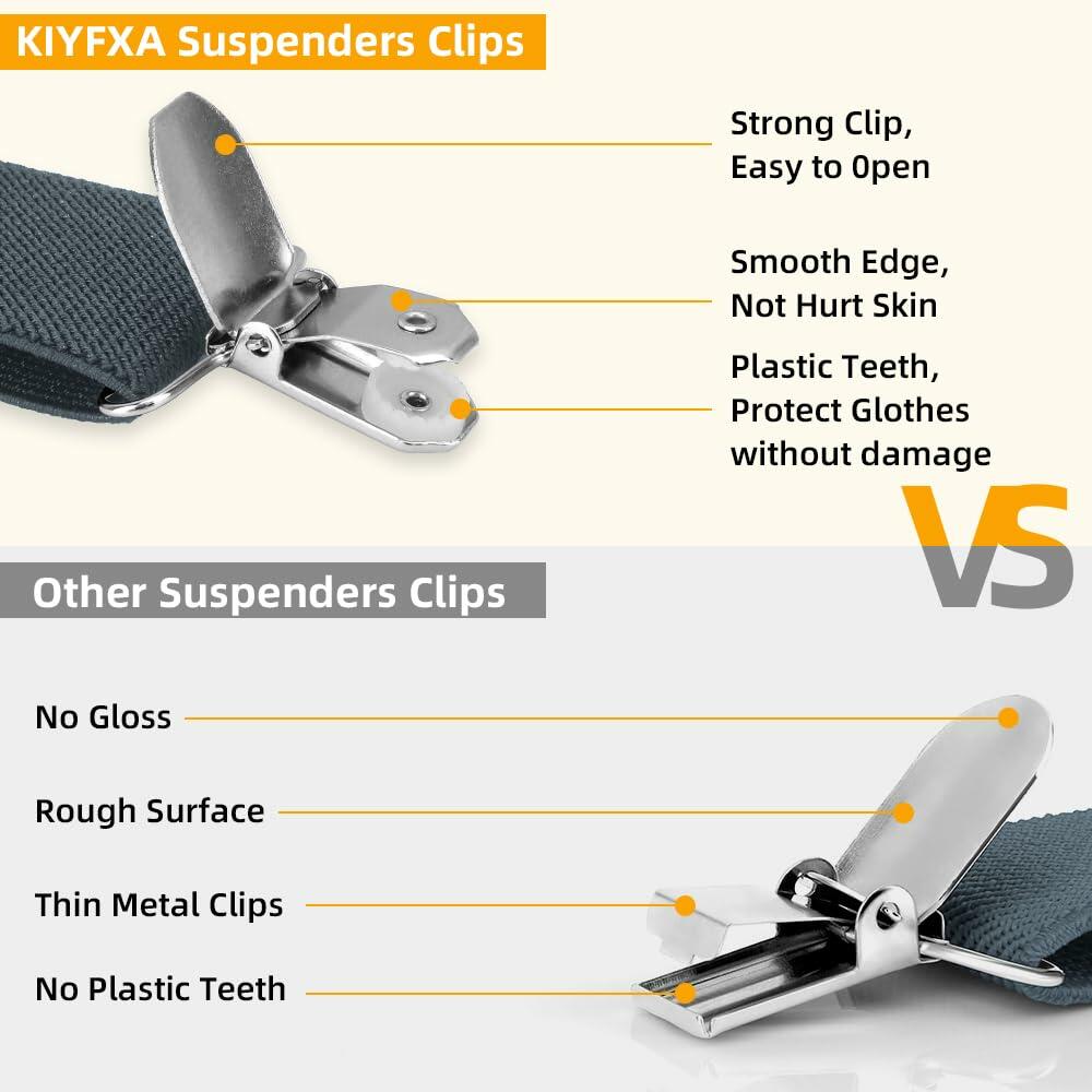 KIYFXA Heavy Duty Suspenders with Clips for Men and Women Gifts for Dad