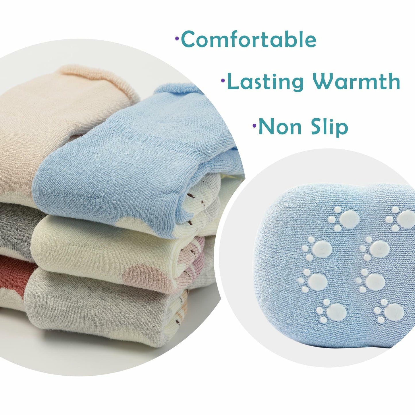Baby Non-Slip Winter Warm Socks With Grips Terry Bears Size 12-24 Months