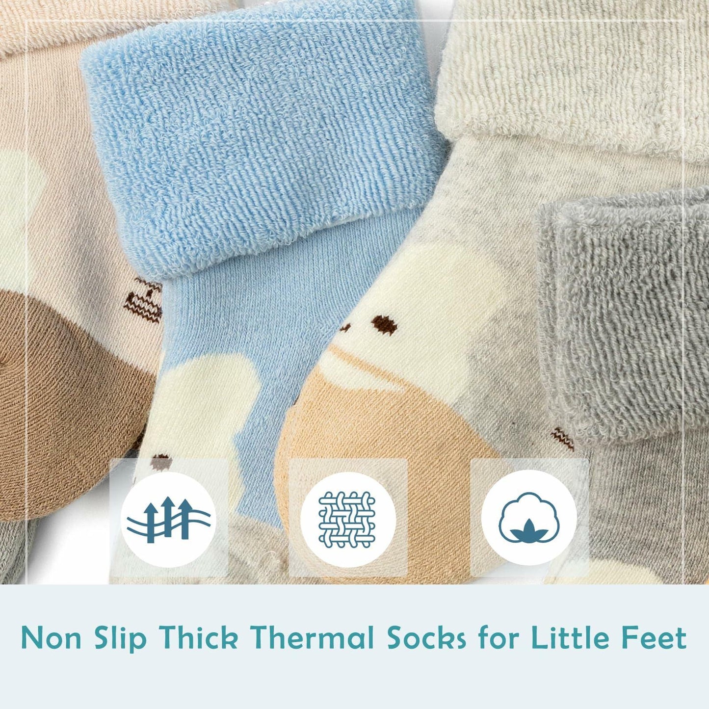 Baby Non-Slip Winter Warm Socks With Grips Terry Bears Size 12-24 Months