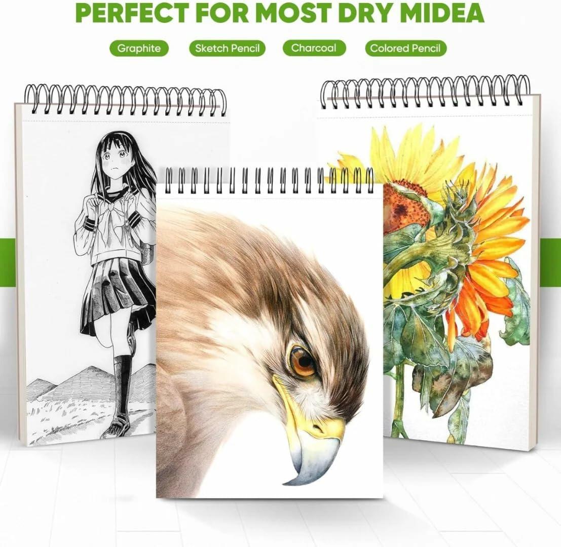 Sketch Book Spiral Bound 9x12 White 2 Pack 100 Sheets Acid Free