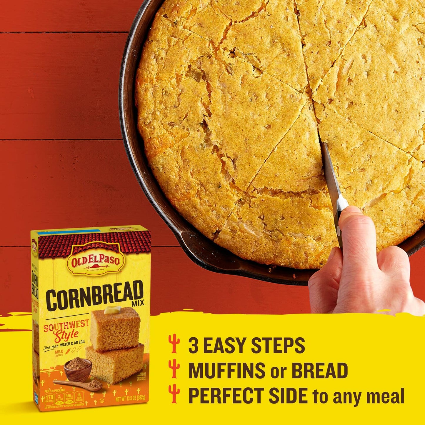 BestBy07/25 Old El Paso Cornbread Mix Southwest Style Baking Mix 13.5 oz