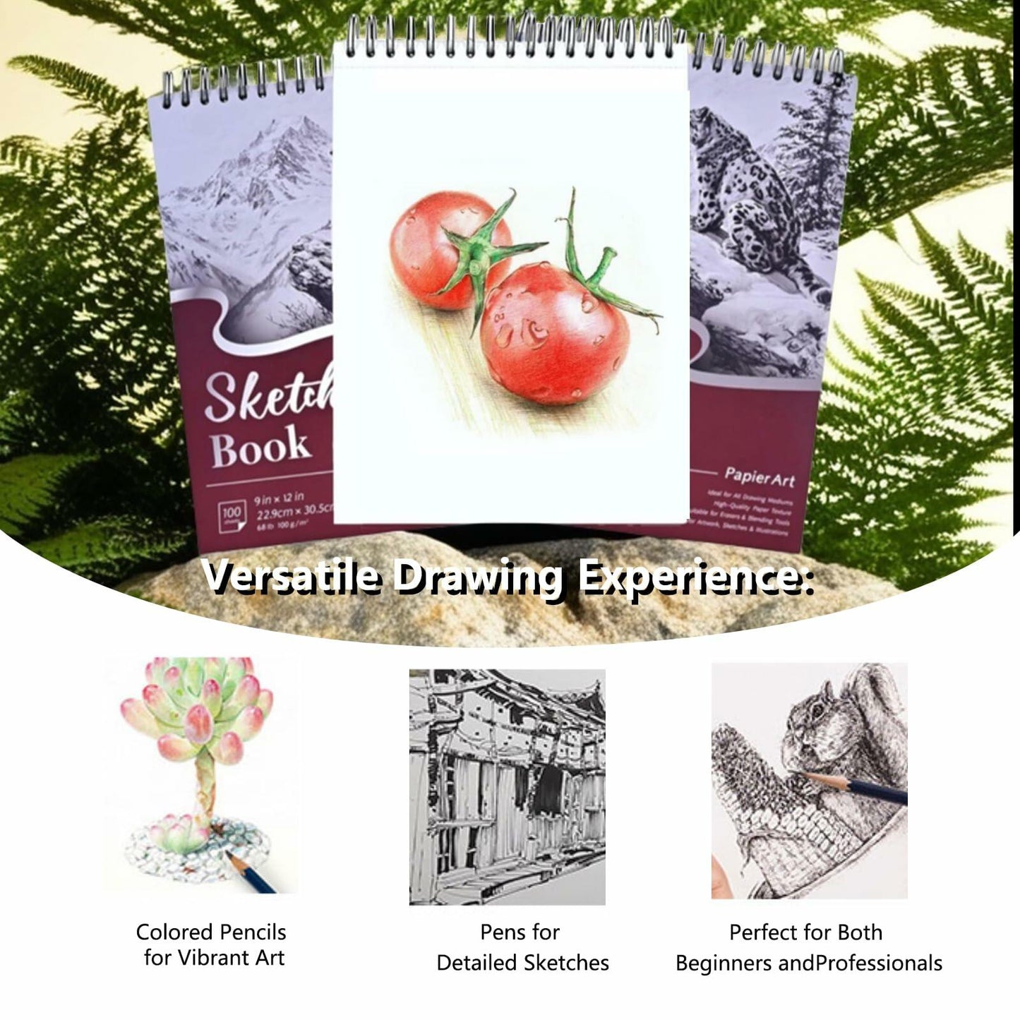 Sketch Book Spiral Bound 9x12 White 2 Pack 100 Sheets Acid Free