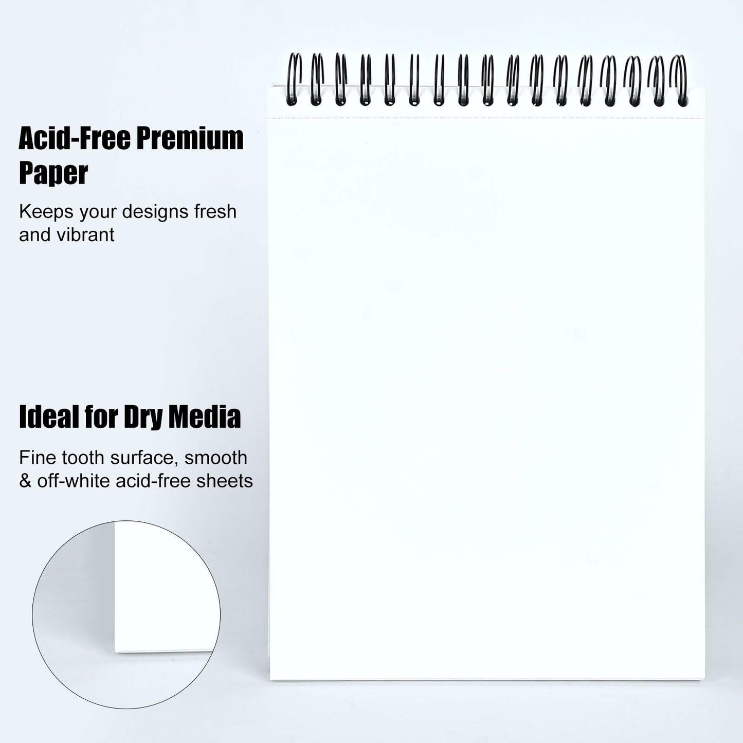 Sketch Book Spiral Bound 9x12 White 2 Pack 100 Sheets Acid Free
