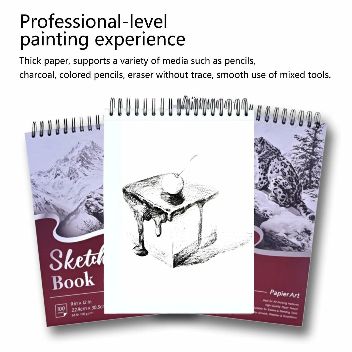 Sketch Book Spiral Bound 9x12 White 2 Pack 100 Sheets Acid Free