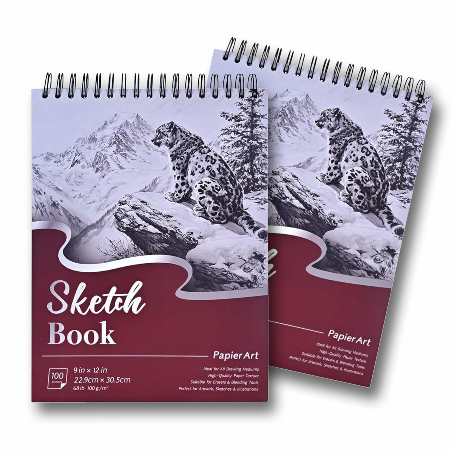 Sketch Book Spiral Bound 9x12 White 2 Pack 100 Sheets Acid Free