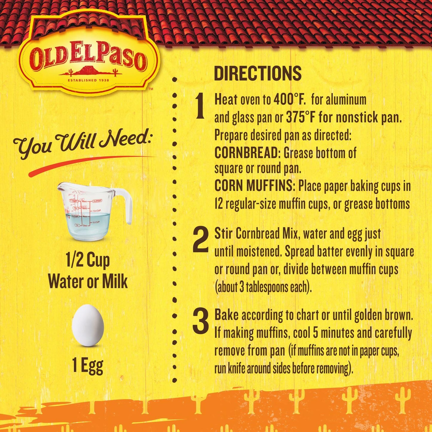 BestBy07/25 Old El Paso Cornbread Mix Southwest Style Baking Mix 13.5 oz