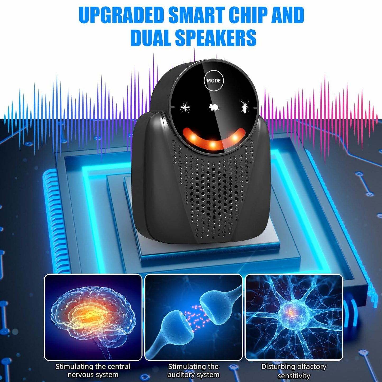 2 Pcs Ultrasonic Pest Repeller Indoor LCD Rodent Mouse Repellent Black