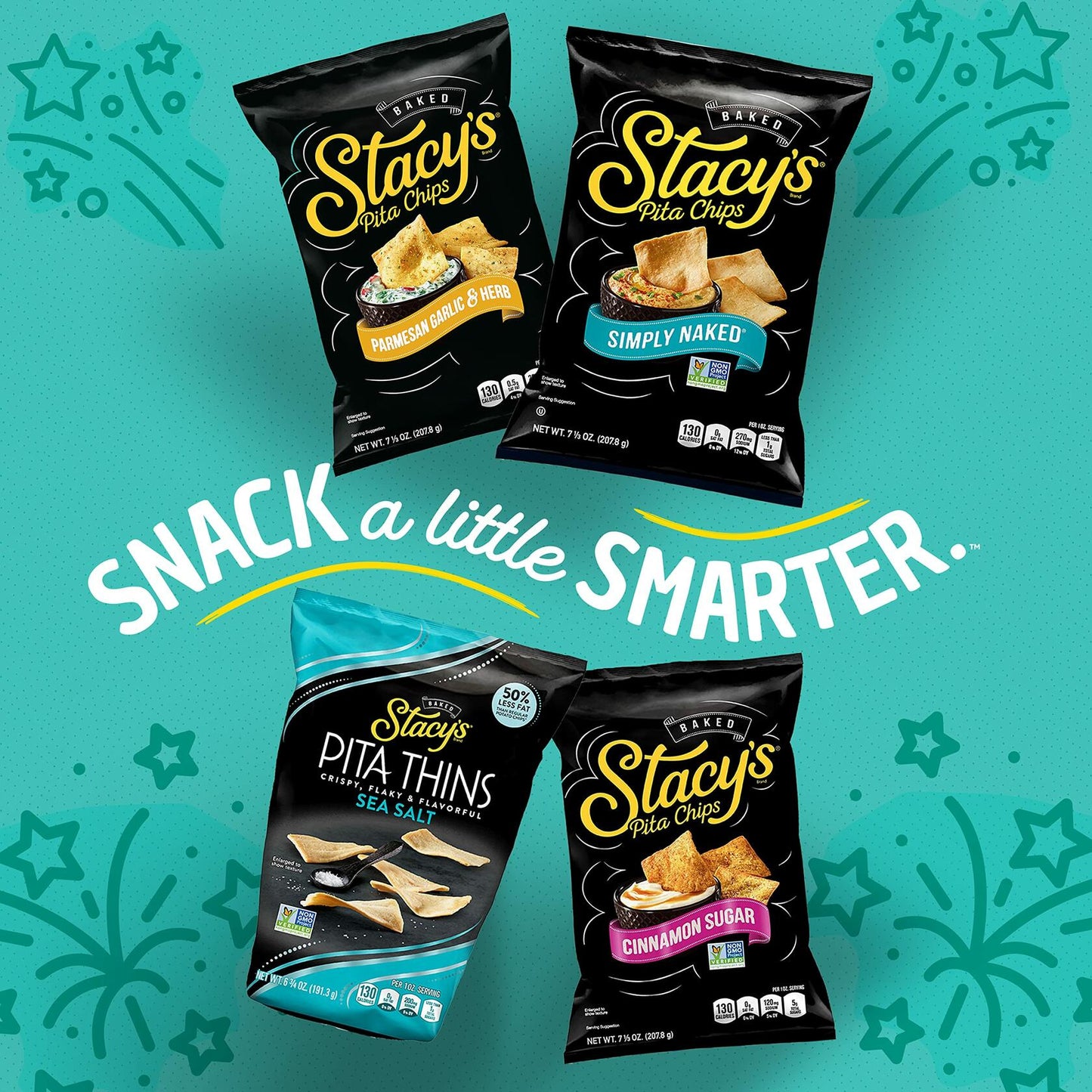 BestBy06/25 Stacy's Cinnamon Sugar Pita Chips 1.5oz Pack of 24 Snack