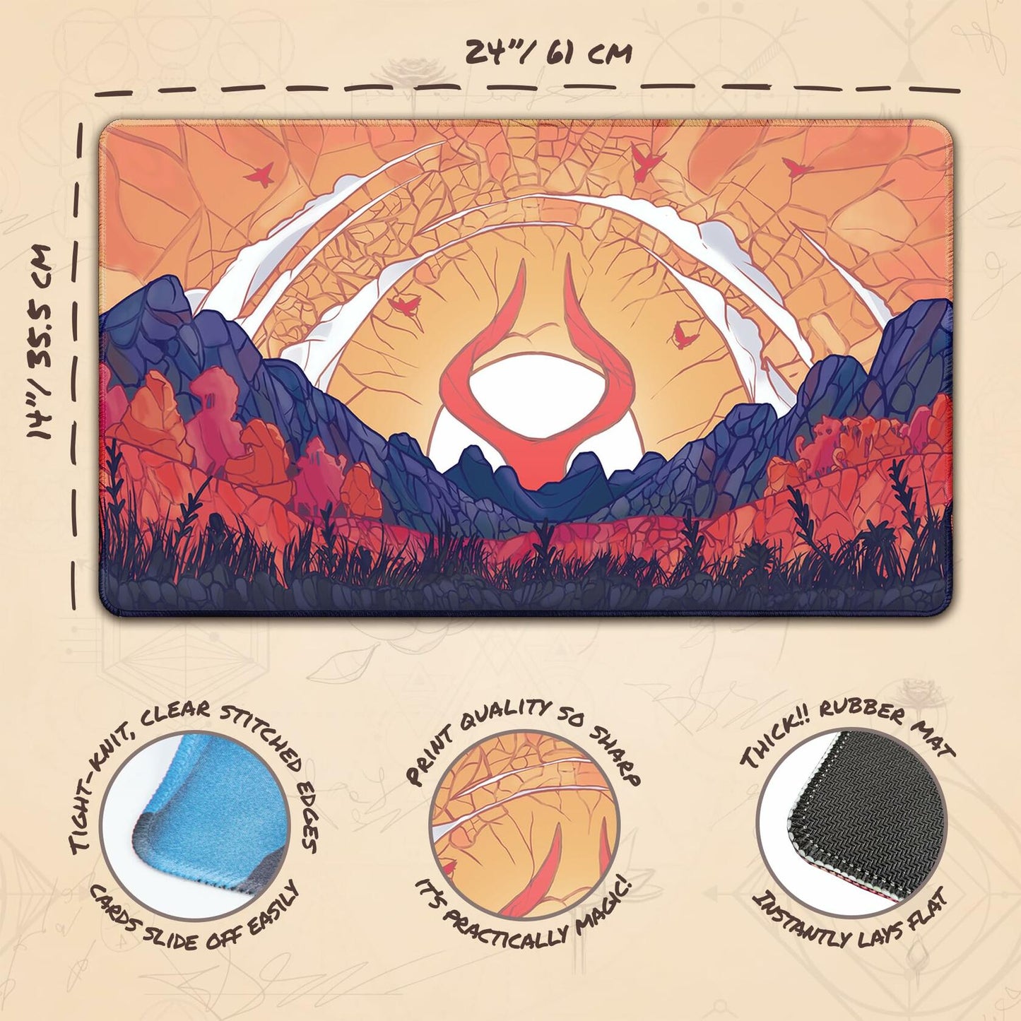 Paramint Plains Mana Scenery Stained Glass Stitched MTG Playmat TCG Mat