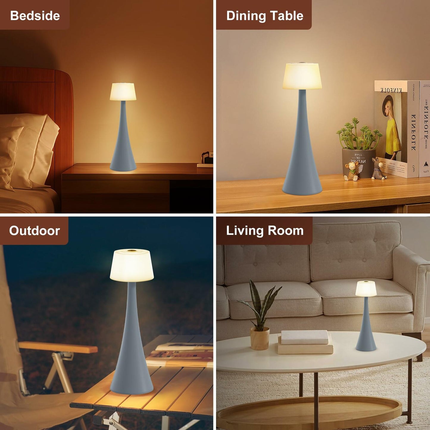 Modern Table Lamp Cordless 4-Way Dimming Touch 4000mAh Battery Mint Green
