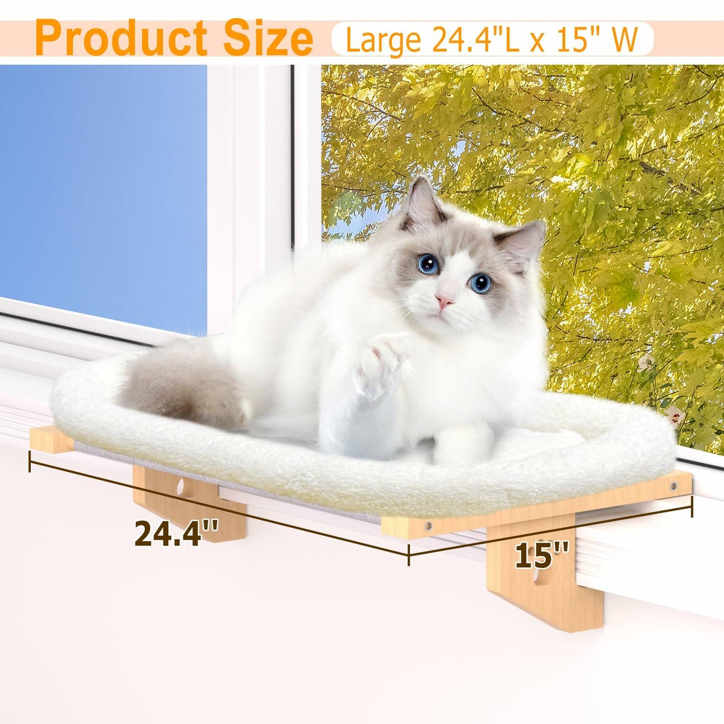 Cat Window Sill Perch with Cushion Adjustable Metal Frame Indoor Cat Bed