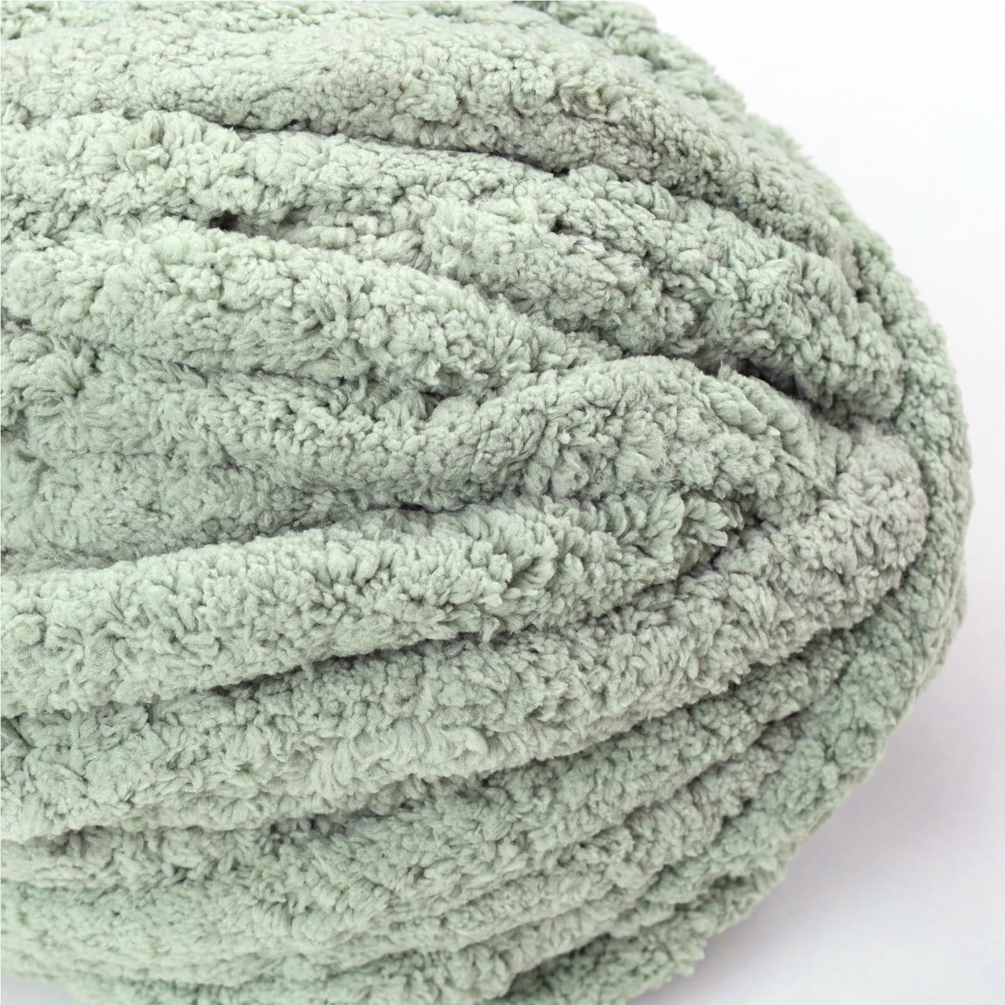 Sage Green Chunky Chenille Yarn 8 PCS 30 Yards Each Bulky Thick Plush