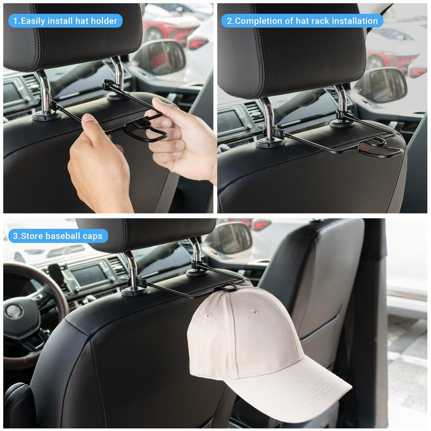 Yuoyar Car Hat Organizer Rack for Baseball Caps Truck SUV Hat Holder