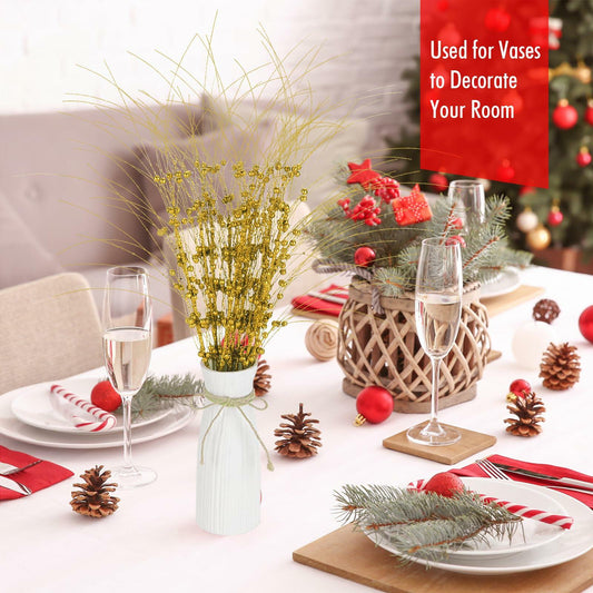 28in 10PCS Artificial Glitter Red Berry Stem Christmas Ornaments DIY Decor