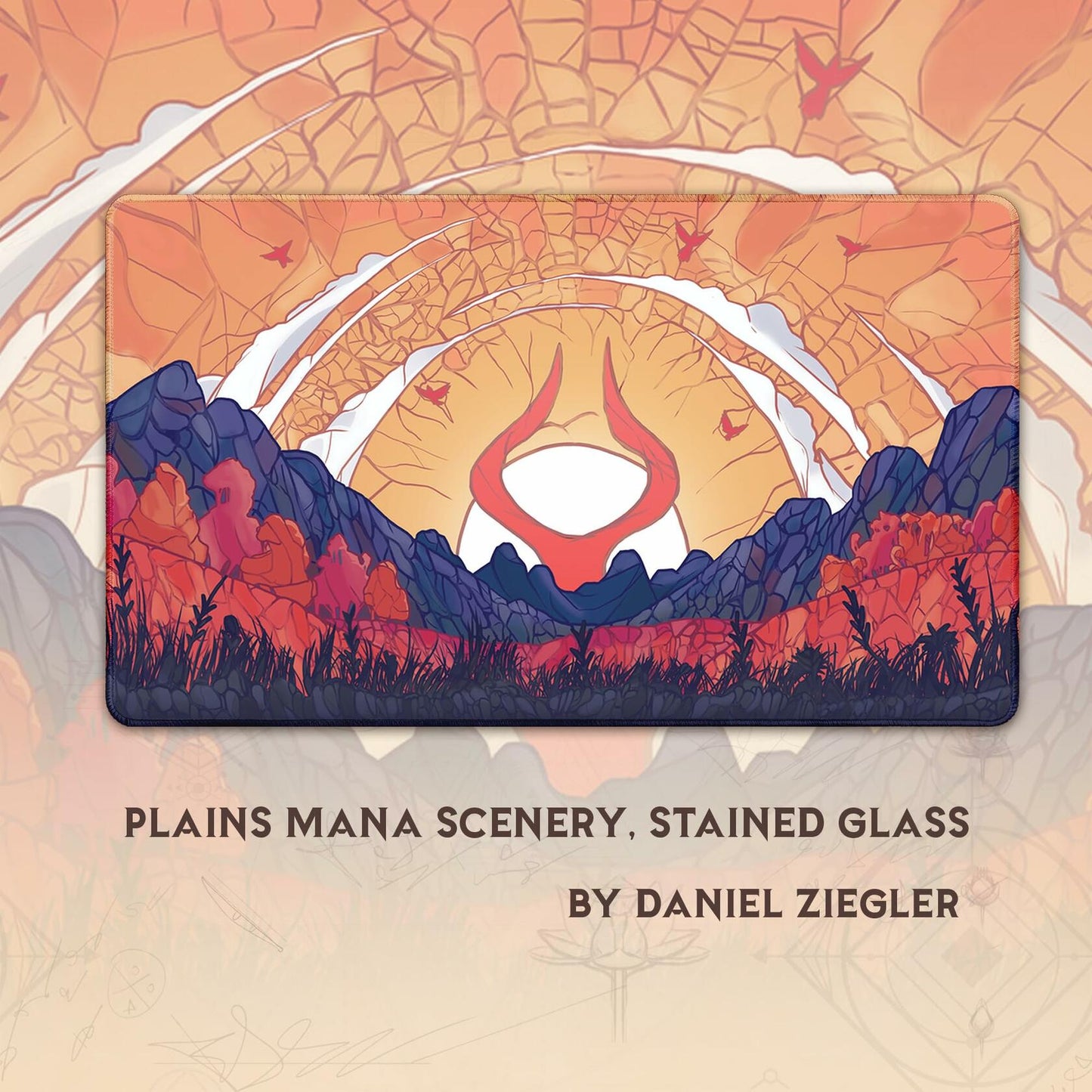 Paramint Plains Mana Scenery Stained Glass Stitched MTG Playmat TCG Mat