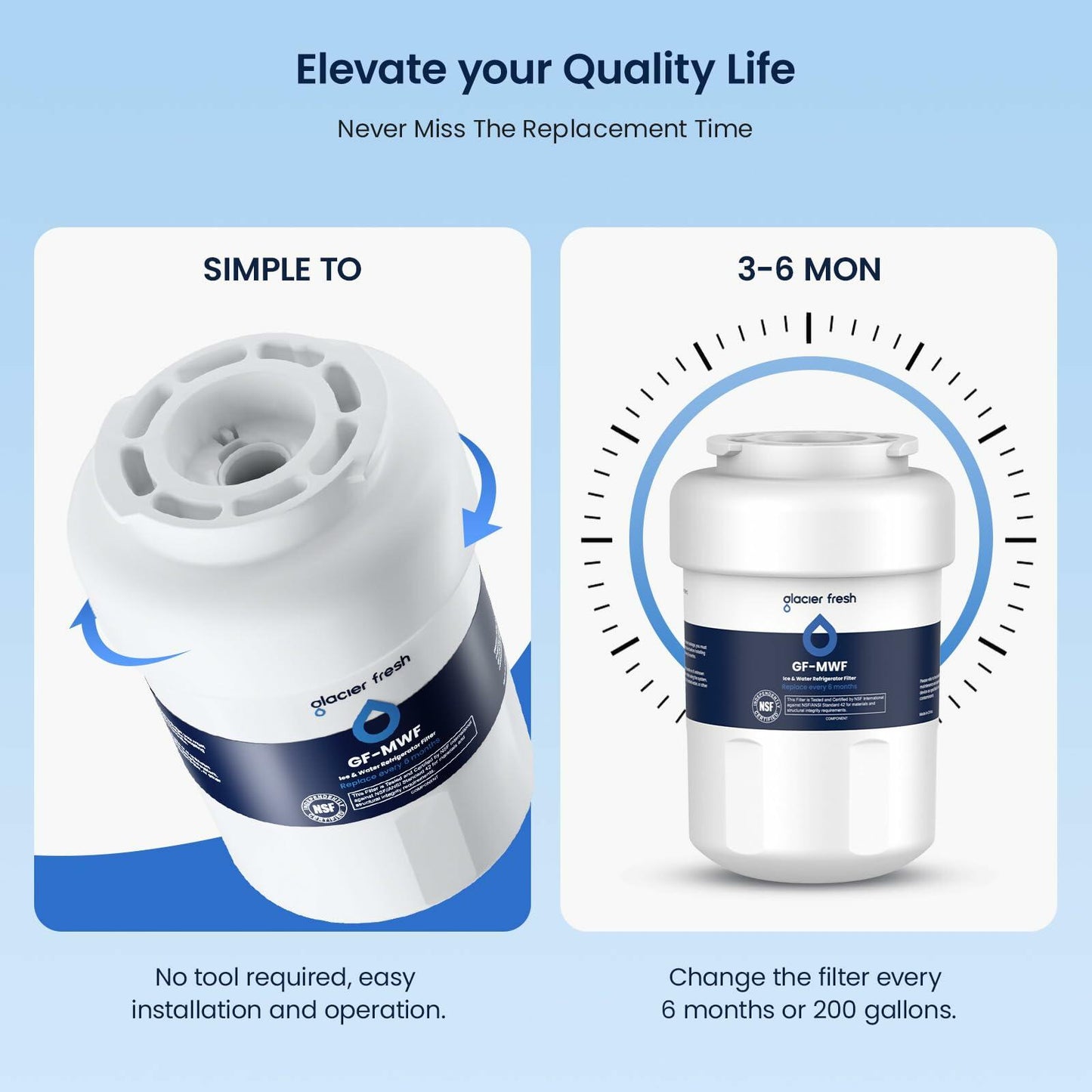 GLACIER FRESH MWF Refrigerator Water Filter SmartWater 1 Pack