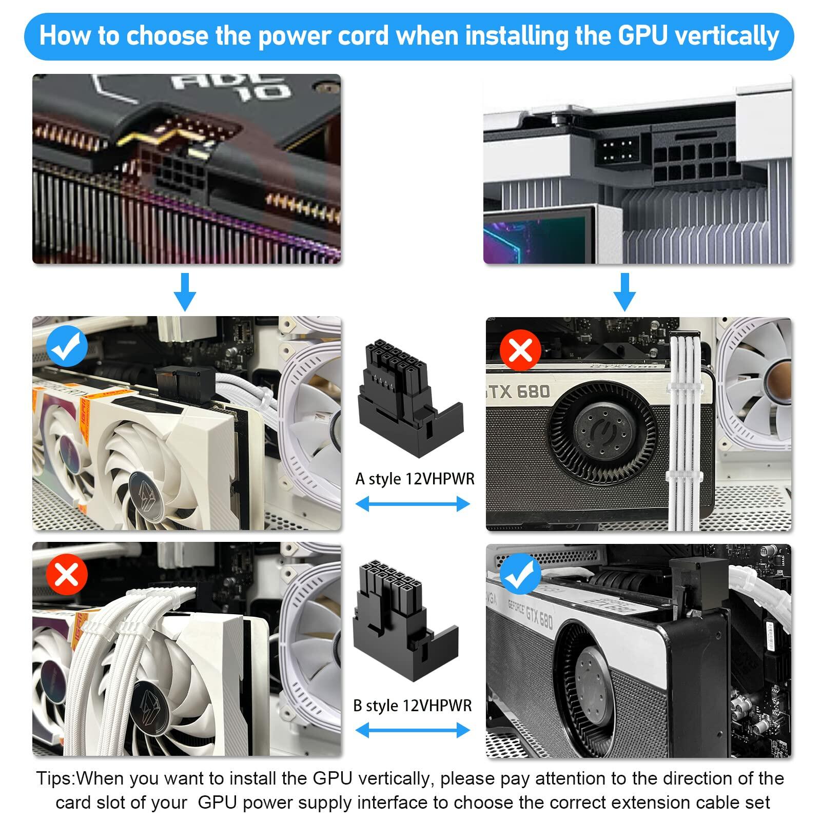 SYBECHATF RTX 4090 16Pin to 4x8Pin PCI-E 5.0 Sleeved Cable 14in Black