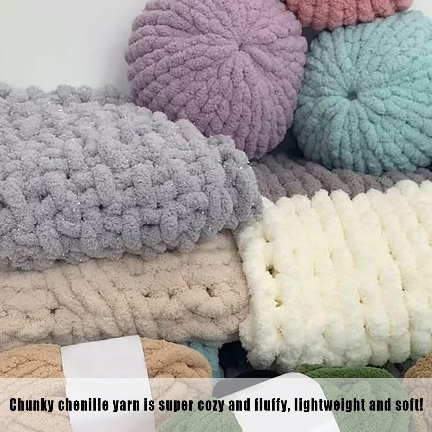 Sage Green Chunky Chenille Yarn 8 PCS 30 Yards Each Bulky Thick Plush