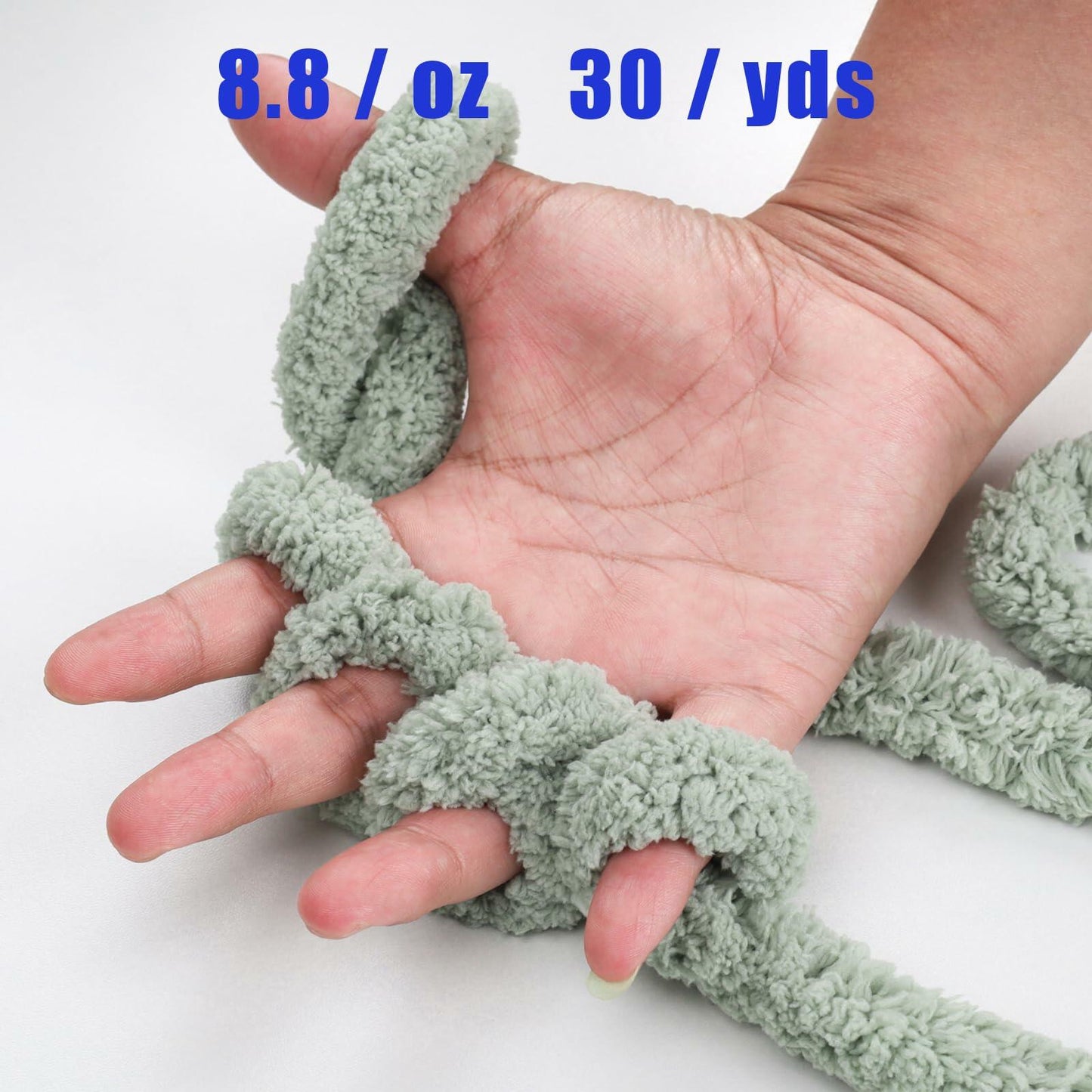 Sage Green Chunky Chenille Yarn 8 PCS 30 Yards Each Bulky Thick Plush