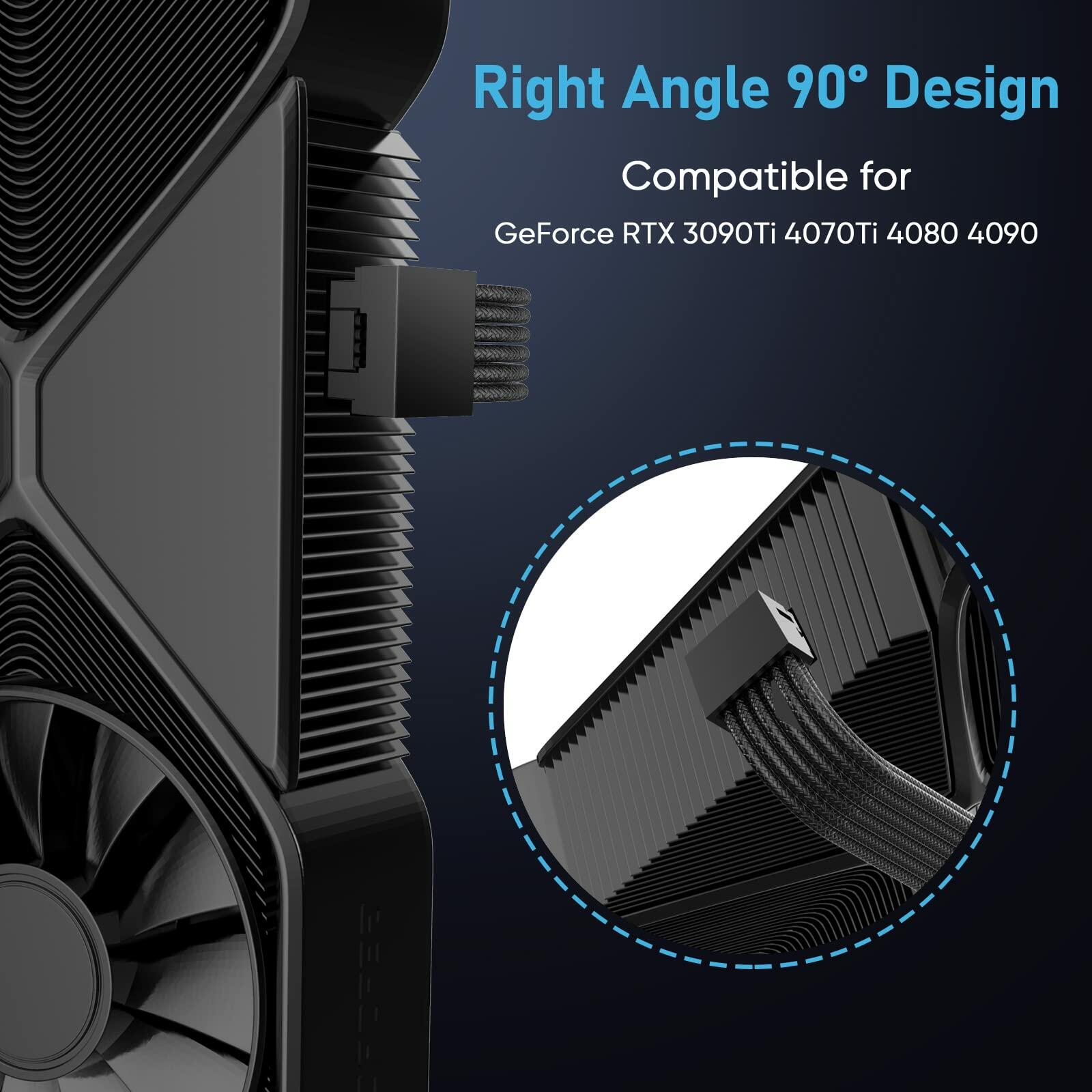 SYBECHATF RTX 4090 16Pin to 4x8Pin PCI-E 5.0 Sleeved Cable 14in Black
