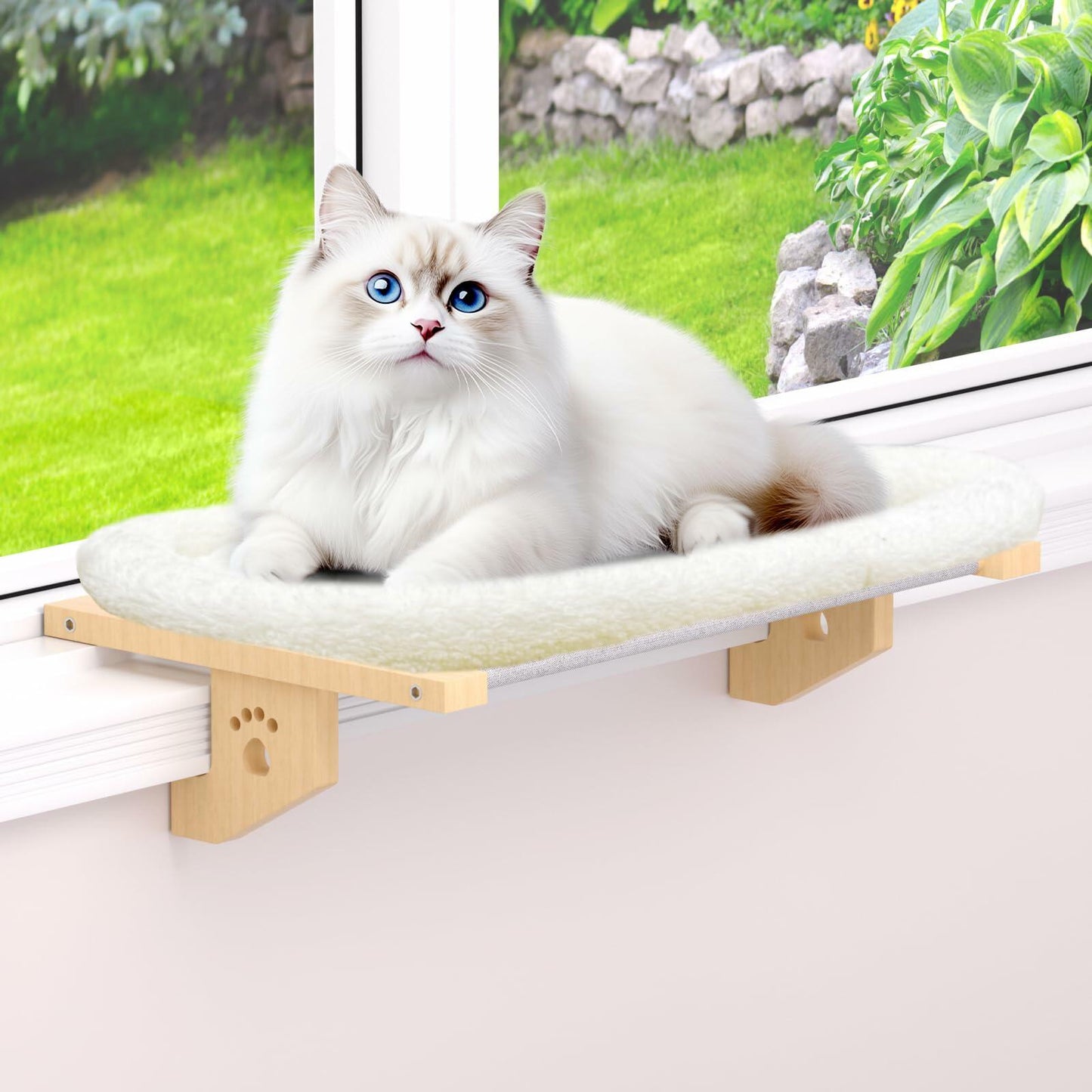 Cat Window Sill Perch with Cushion Adjustable Metal Frame Indoor Cat Bed