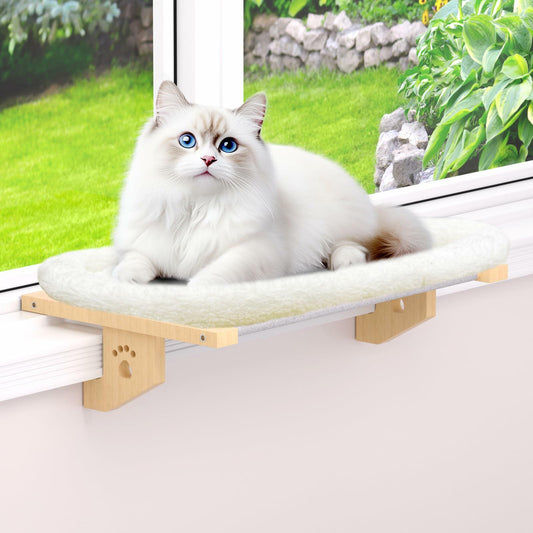 Cat Window Sill Perch with Cushion Adjustable Metal Frame Indoor Cat Bed
