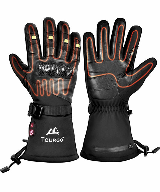 TOURGO Heated Leather Gloves Black Size S