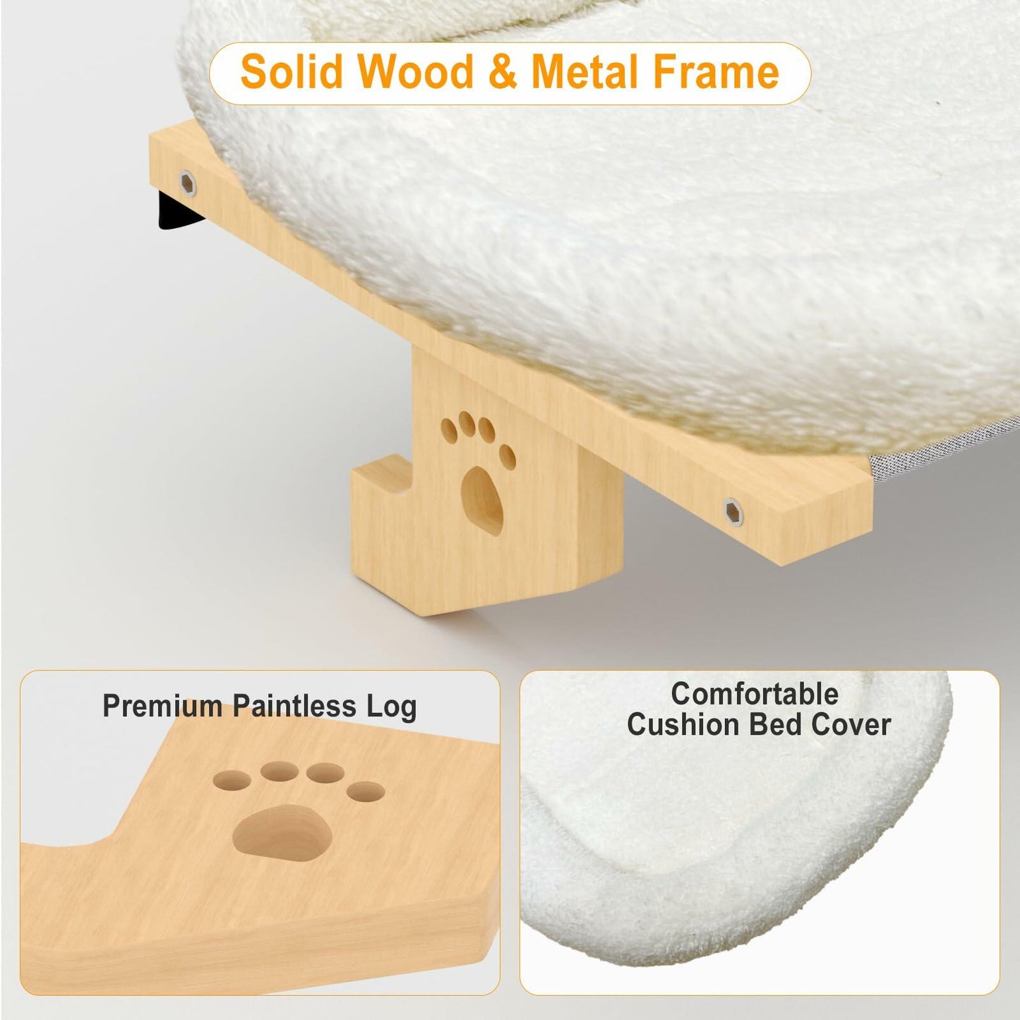 Cat Window Sill Perch with Cushion Adjustable Metal Frame Indoor Cat Bed