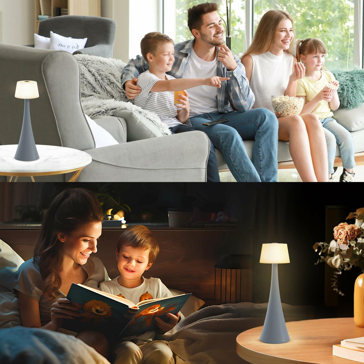 Modern Table Lamp Cordless 4-Way Dimming Touch 4000mAh Battery Mint Green