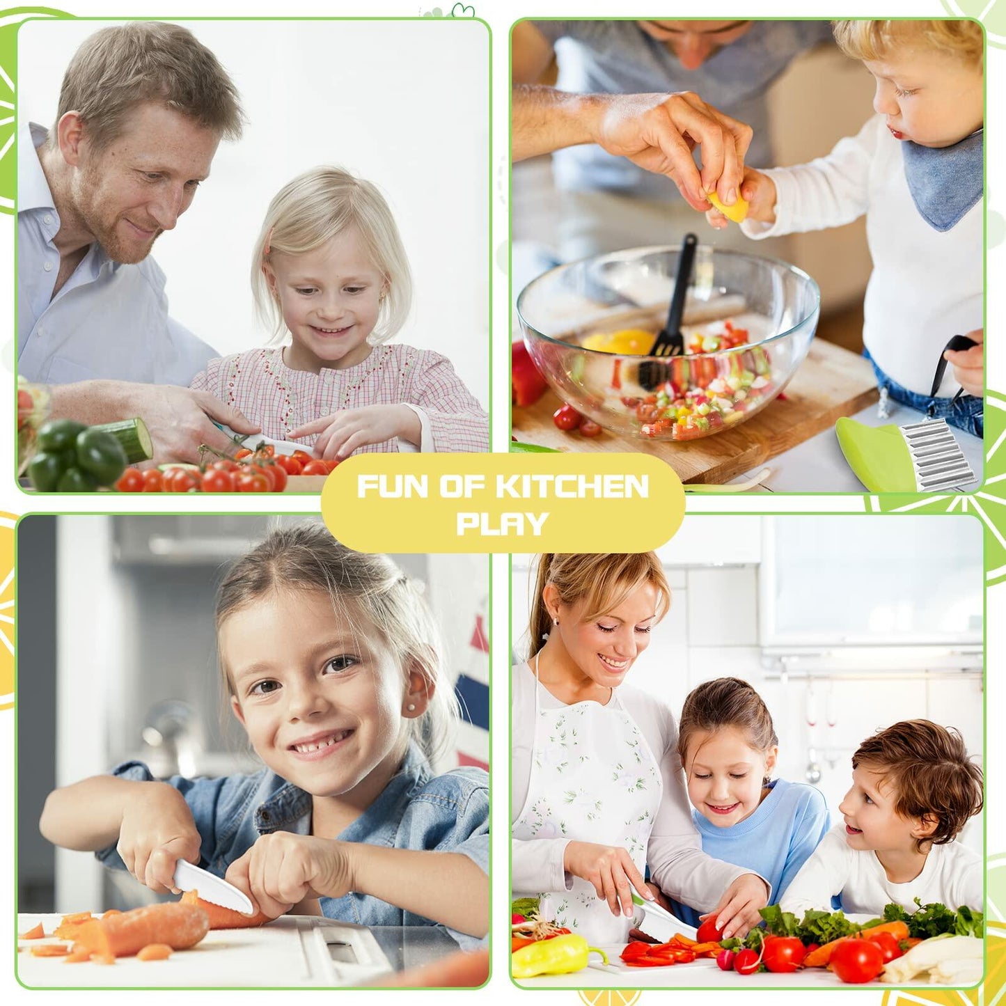 Suhctuptx Kids Nylon Kitchen Knife Set Toddler Safe Cooking Tools 4 Pcs