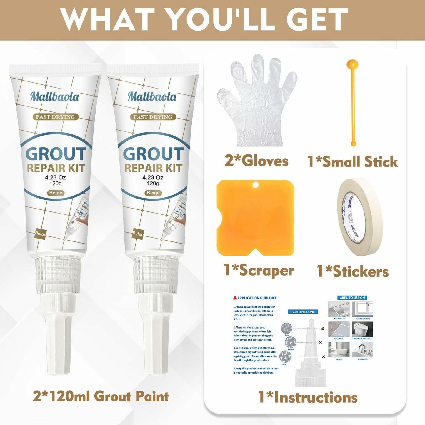 Tile Grout Repair Kit 2 Pack Light Grey Fast Drying Grout Sealer Filler