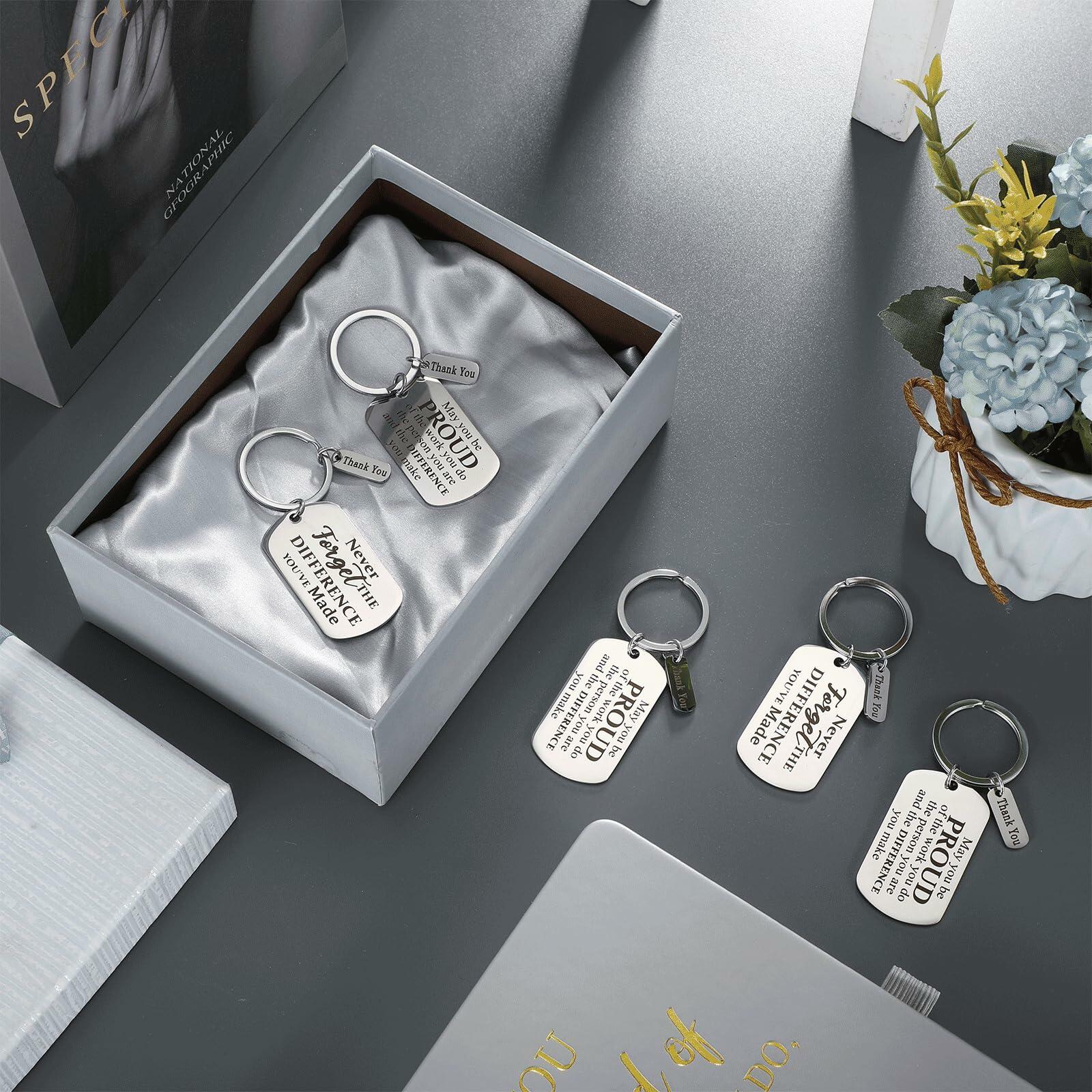 Roowest 12 Pcs Thank You Keychain Gifts Bulk Inspirational Square Round