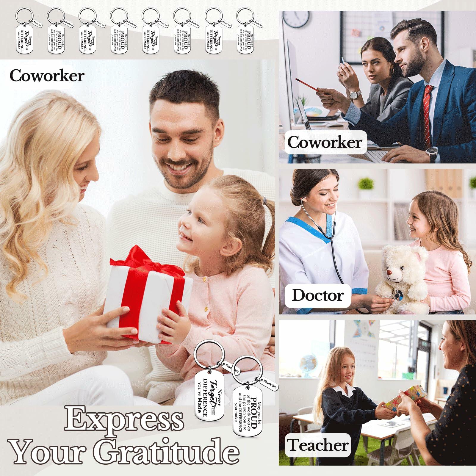 Roowest 12 Pcs Thank You Keychain Gifts Bulk Inspirational Square Round