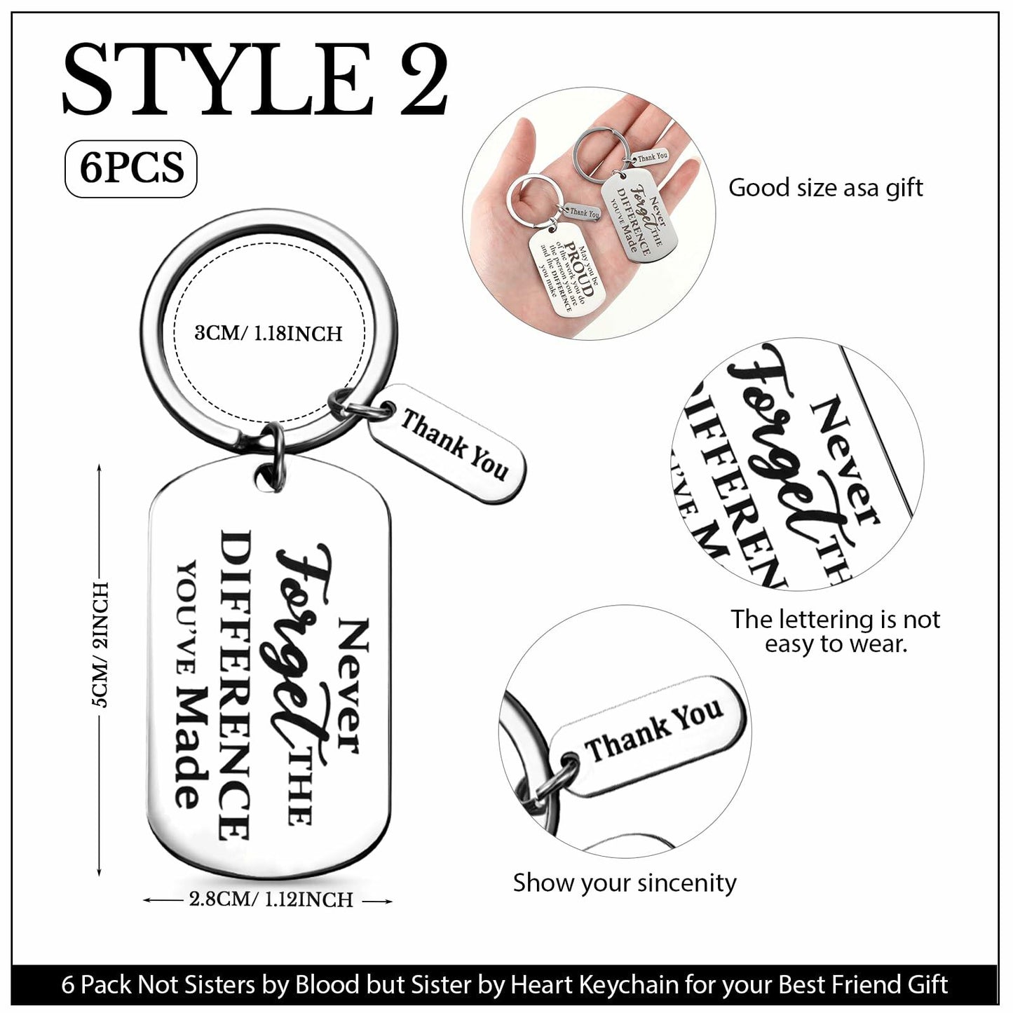 Roowest 12 Pcs Thank You Keychain Gifts Bulk Inspirational Square Round