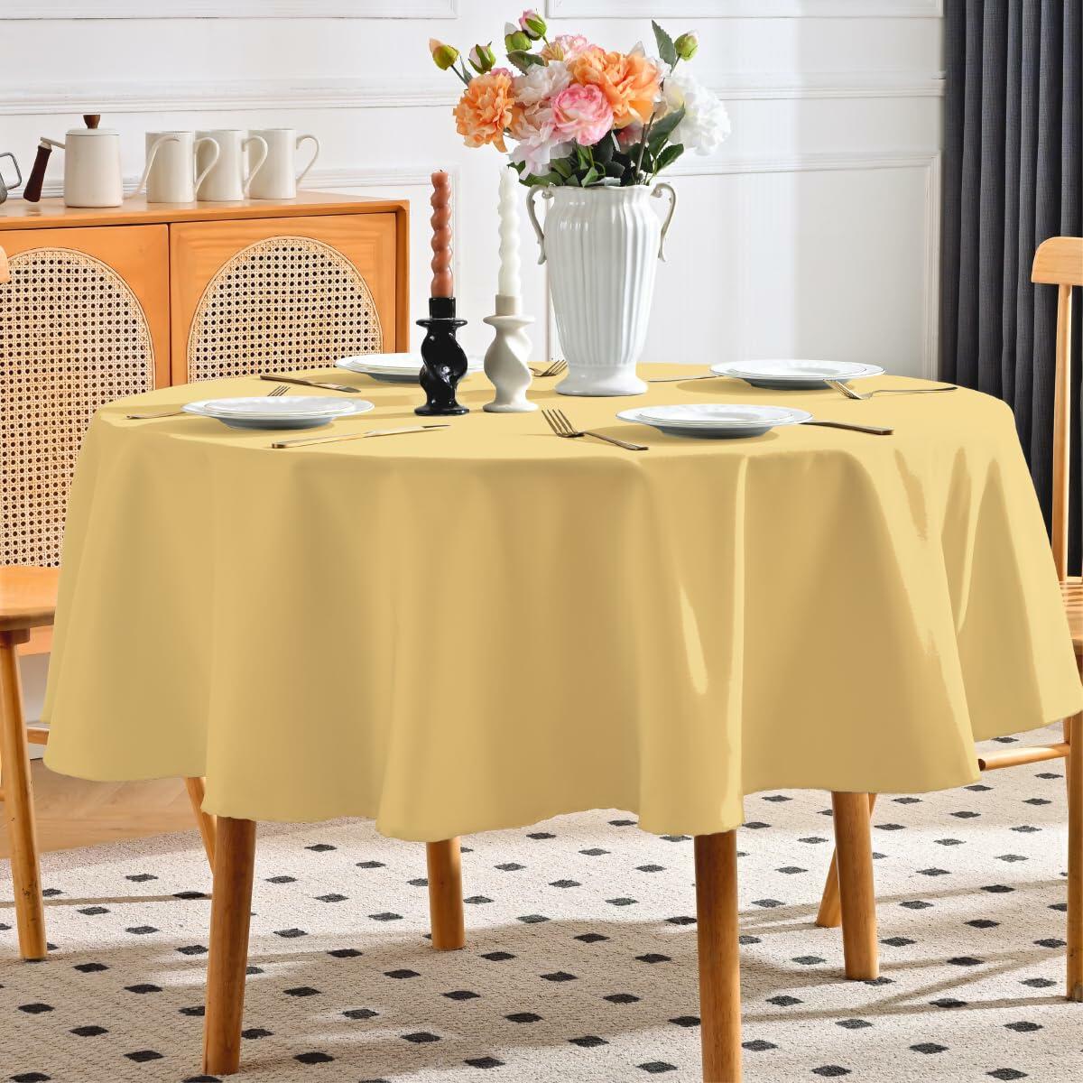 Aironment Round Tablecloth Water Stain Resistant 70 Inch Black