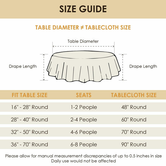 Aironment Round Tablecloth Water Stain Resistant 70 Inch Black