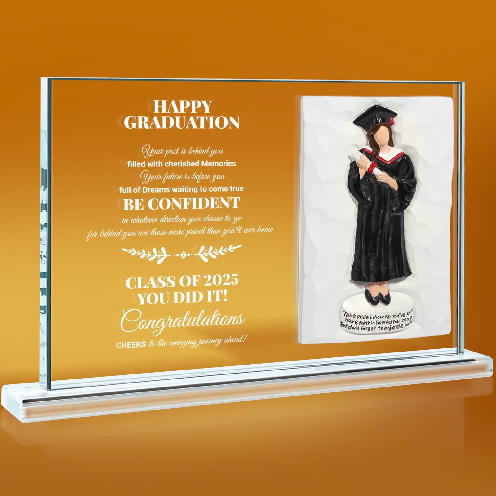 Crystal Graduate Figurine Plaque 4x6 Inspirational Graduation Gift 2025
