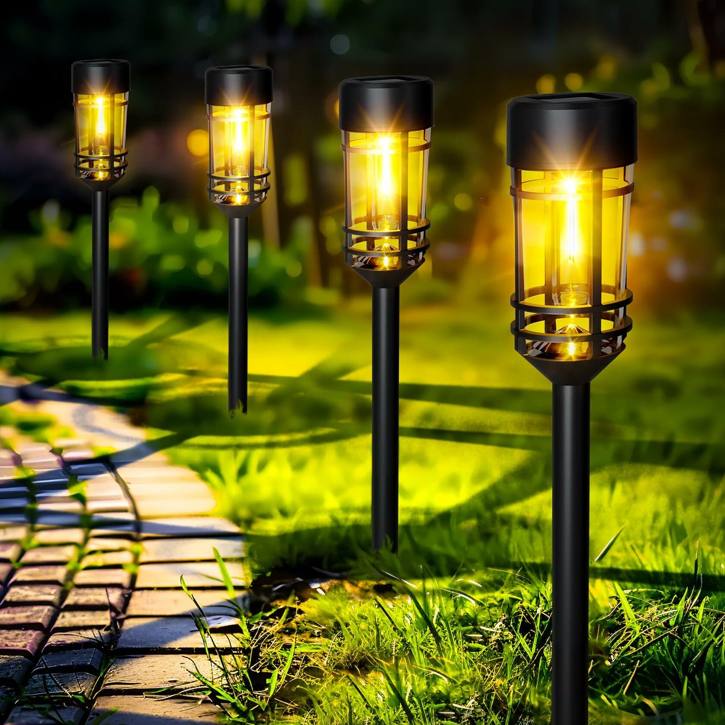 GIGALUMI Solar Pathway Lights 16 Pack Waterproof Warm White Outdoor Garden