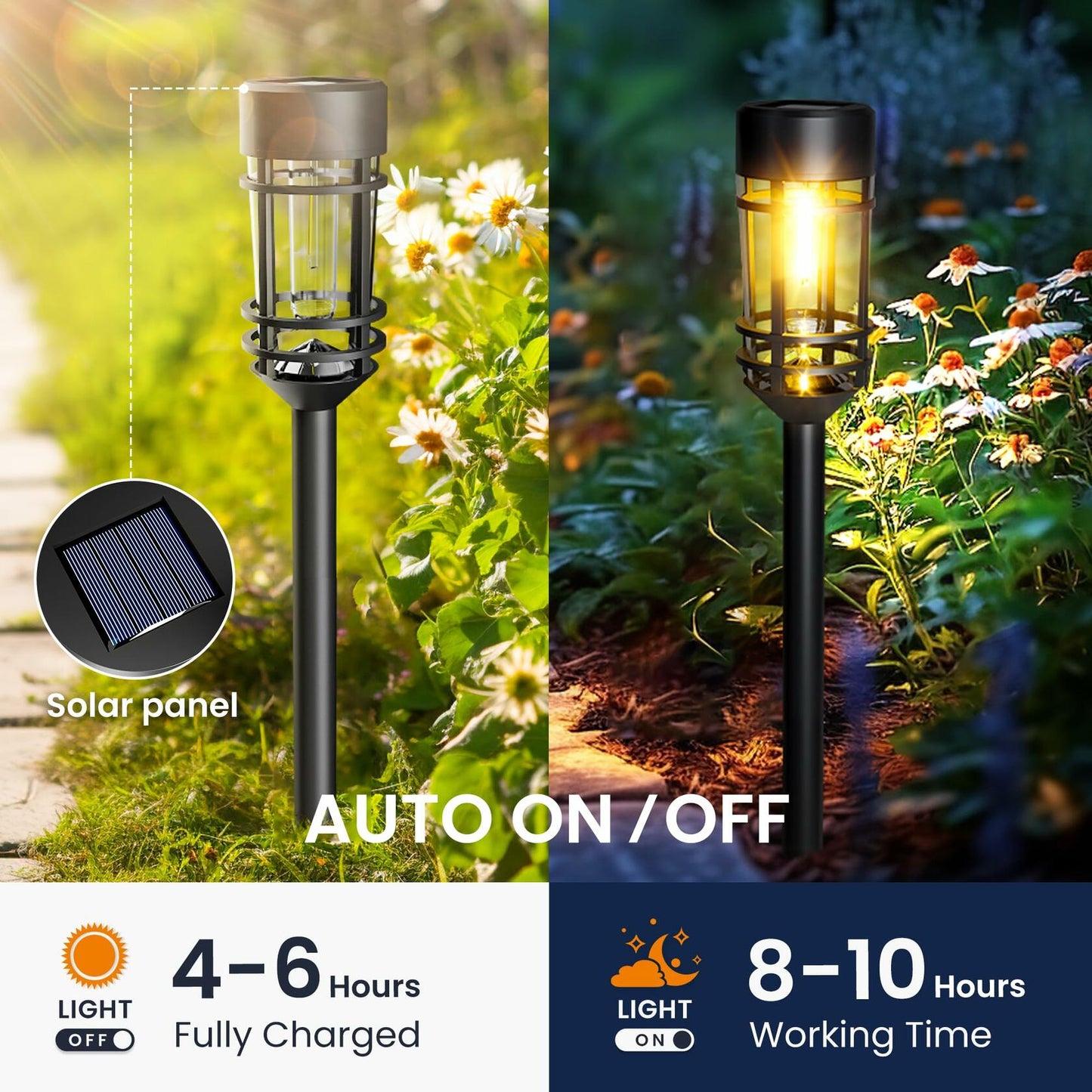 GIGALUMI Solar Pathway Lights 16 Pack Waterproof Warm White Outdoor Garden