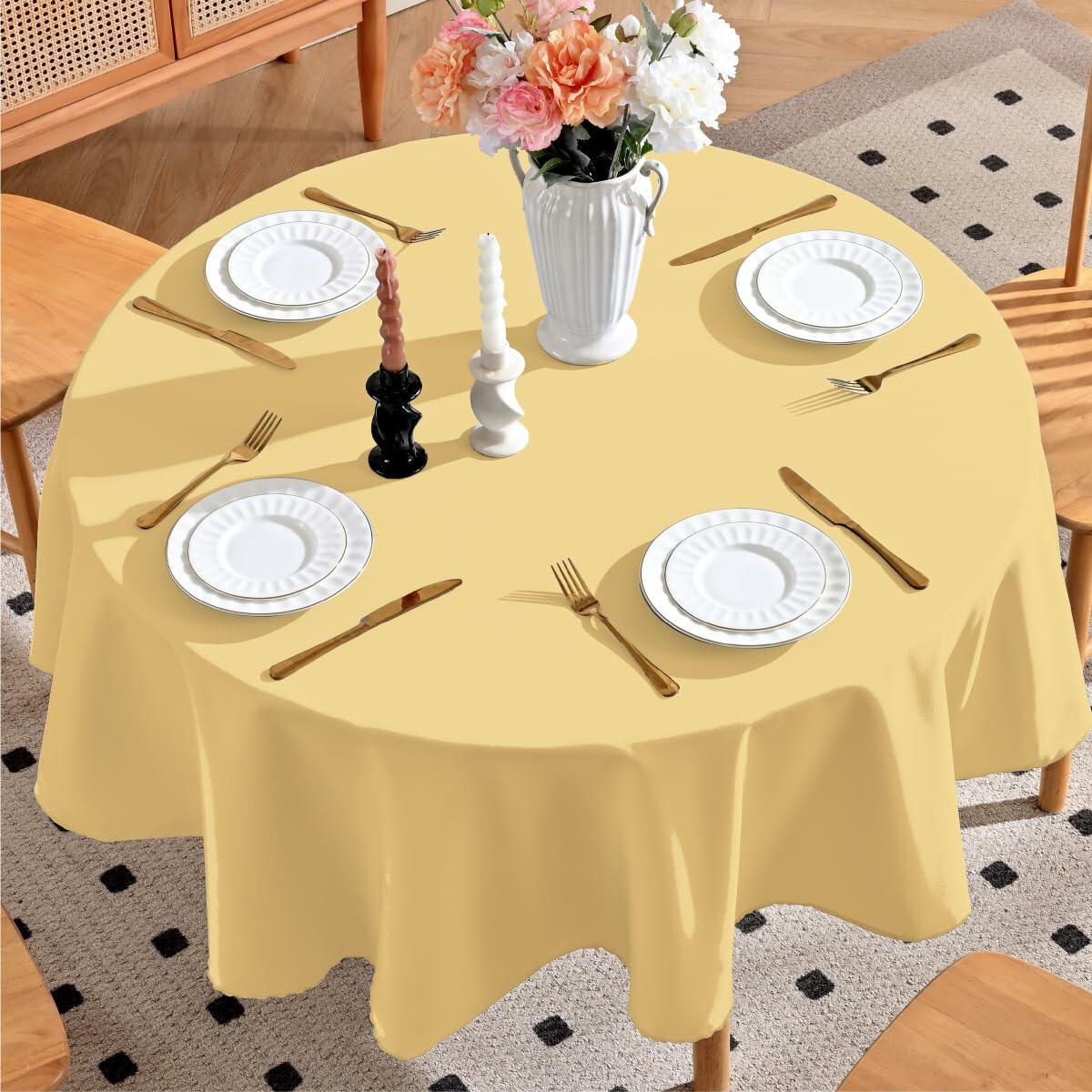 Aironment Round Tablecloth Water Stain Resistant 70 Inch Black